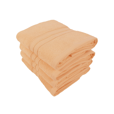 Home Trendy (Peach) Premium Hand Towel (50 x 90 Cm - Set of 4) 100% Cotton Highly Absorbent, High Quality Bath linen with Striped Dobby 550 Gsm