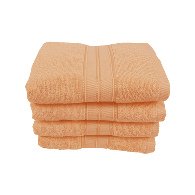 Home Trendy (Peach) Premium Hand Towel (50 x 90 Cm - Set of 4) 100% Cotton Highly Absorbent, High Quality Bath linen with Striped Dobby 550 Gsm