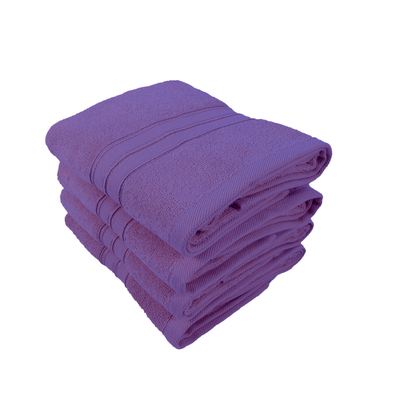Home Trendy (Lavender) Premium Hand Towel (50 x 90 Cm - Set of 4) 100% Cotton Highly Absorbent, High Quality Bath linen with Striped Dobby 550 Gsm