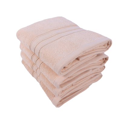 Home Trendy (Cream) Premium Hand Towel (50 x 90 Cm - Set of 4) 100% Cotton Highly Absorbent, High Quality Bath linen with Striped Dobby 550 Gsm