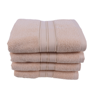 Home Trendy (Cream) Premium Hand Towel (50 x 90 Cm - Set of 4) 100% Cotton Highly Absorbent, High Quality Bath linen with Striped Dobby 550 Gsm