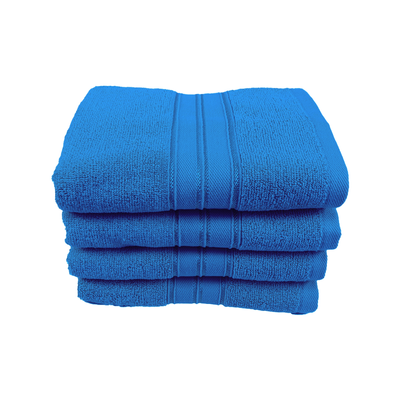 Home Trendy (Blue) Premium Hand Towel (50 x 90 Cm - Set of 4) 100% Cotton Highly Absorbent, High Quality Bath linen with Striped Dobby 550 Gsm