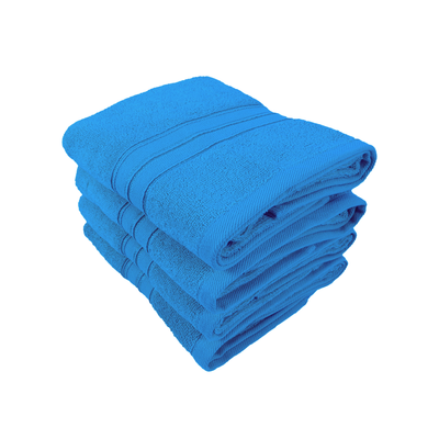 Home Trendy (Blue) Premium Hand Towel (50 x 90 Cm - Set of 4) 100% Cotton Highly Absorbent, High Quality Bath linen with Striped Dobby 550 Gsm