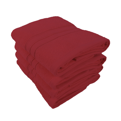 منشفة يد فاخرة من  بيت Trendy (حمراء) (50 × 90 سم - مجموعة من 4) 100% قطن عالي الامتصاص، بياضات حمام عالية الجودة مع دوبي مخطط 550 جرامًا للمتر المربع