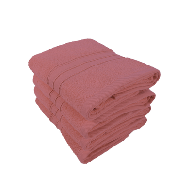 Home Trendy (Pink) Premium Hand Towel (50 x 90 Cm - Set of 4) 100% Cotton Highly Absorbent, High Quality Bath linen with Striped Dobby 550 Gsm