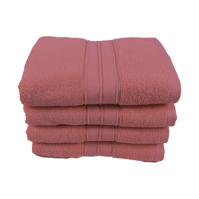 Home Trendy (Pink) Premium Hand Towel (50 x 90 Cm - Set of 4) 100% Cotton Highly Absorbent, High Quality Bath linen with Striped Dobby 550 Gsm