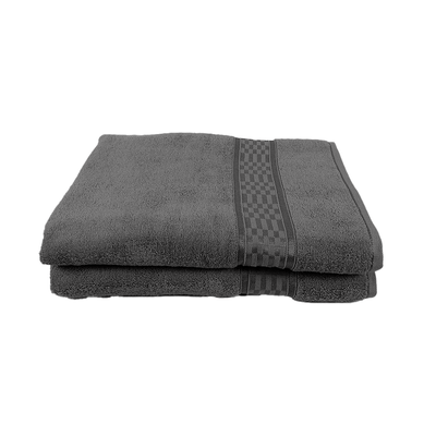 Home Ultra (Grey) Premium Bath Sheet (90 x 180 Cm - Set of 2) 100% Cotton Highly Absorbent, High Quality Bath linen with Checkered Dobby 550 Gsm