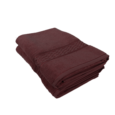 Home Ultra (Burgundy) Premium Bath Sheet (90 x 180 Cm - Set of 2) 100% Cotton Highly Absorbent, High Quality Bath linen with Checkered Dobby 550 Gsm