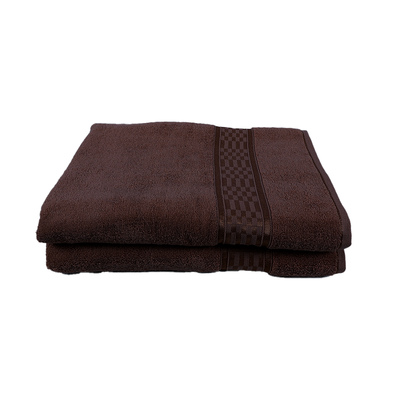 Home Ultra (Brown) Premium Bath Sheet (90 x 180 Cm - Set of 2) 100% Cotton Highly Absorbent, High Quality Bath linen with Checkered Dobby 550 Gsm