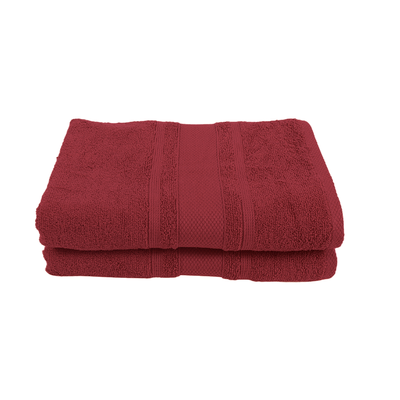 Home Castle (Maroon) Premium Bath Sheet (90 x 180 Cm - Set of 2) 100% Cotton Highly Absorbent, High Quality Bath linen with Diamond Dobby 550 Gsm