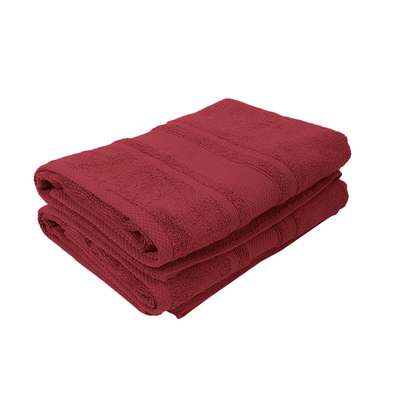 Home Castle (Maroon) Premium Bath Sheet (90 x 180 Cm - Set of 2) 100% Cotton Highly Absorbent, High Quality Bath linen with Diamond Dobby 550 Gsm