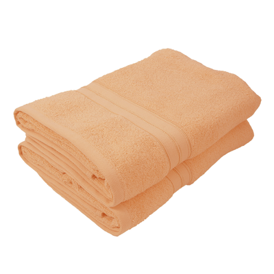 Home Trendy (Peach) Premium Bath Sheet (90 x 180 Cm - Set of 2) 100% Cotton Highly Absorbent, High Quality Bath linen with Striped Dobby 550 Gsm