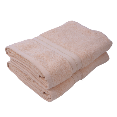 Home Trendy (Cream) Premium Bath Sheet (90 x 180 Cm - Set of 2) 100% Cotton Highly Absorbent, High Quality Bath linen with Striped Dobby 550 Gsm