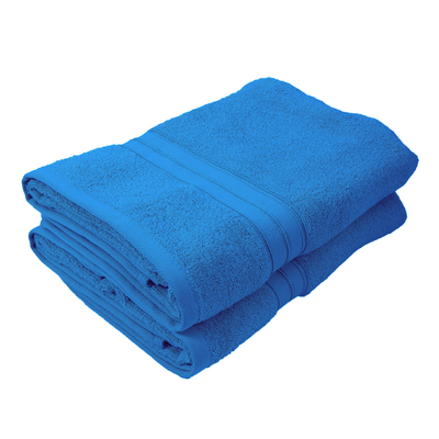 Home Trendy (Blue) Premium Bath Sheet (90 x 180 Cm - Set of 2) 100% Cotton Highly Absorbent, High Quality Bath linen with Striped Dobby 550 Gsm