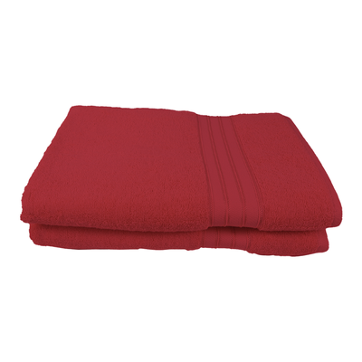 Home Trendy (Red) Premium Bath Sheet (90 x 180 Cm - Set of 2) 100% Cotton Highly Absorbent, High Quality Bath linen with Striped Dobby 550 Gsm