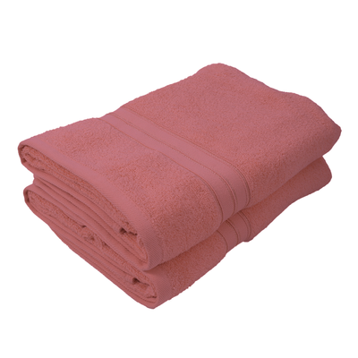 Home Trendy (Pink) Premium Bath Sheet (90 x 180 Cm - Set of 2) 100% Cotton Highly Absorbent, High Quality Bath linen with Striped Dobby 550 Gsm