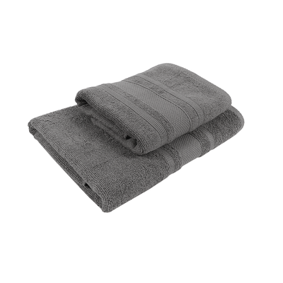 Home Castle (Grey) Hand Towel (50 x 90 Cm) & Bath Towel (70 x 140 Cm) 100% Cotton Highly Absorbent, High Quality Bath linen with Diamond Dobby 550 Gsm - Set of 2