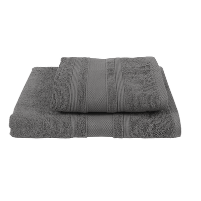 Home Castle (Grey) Hand Towel (50 x 90 Cm) & Bath Towel (70 x 140 Cm) 100% Cotton Highly Absorbent, High Quality Bath linen with Diamond Dobby 550 Gsm - Set of 2