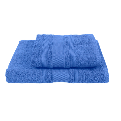 Home Castle (Blue) Hand Towel (50 x 90 Cm) & Bath Towel (70 x 140 Cm) 100% Cotton Highly Absorbent, High Quality Bath linen with Diamond Dobby 550 Gsm - Set of 2