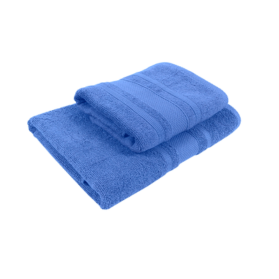 Home Castle (Blue) Hand Towel (50 x 90 Cm) & Bath Towel (70 x 140 Cm) 100% Cotton Highly Absorbent, High Quality Bath linen with Diamond Dobby 550 Gsm - Set of 2