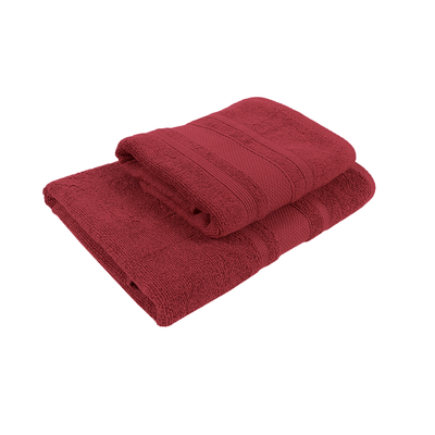 Home Castle (Maroon) Hand Towel (50 x 90 Cm) & Bath Towel (70 x 140 Cm) 100% Cotton Highly Absorbent, High Quality Bath linen with Diamond Dobby 550 Gsm - Set of 2