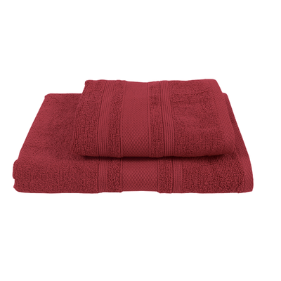 Home Castle (Maroon) Hand Towel (50 x 90 Cm) & Bath Towel (70 x 140 Cm) 100% Cotton Highly Absorbent, High Quality Bath linen with Diamond Dobby 550 Gsm - Set of 2