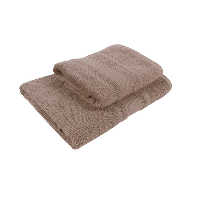 Home Castle (Beige) Hand Towel (50 x 90 Cm) & Bath Towel (70 x 140 Cm) 100% Cotton Highly Absorbent, High Quality Bath linen with Diamond Dobby 550 Gsm - Set of 2