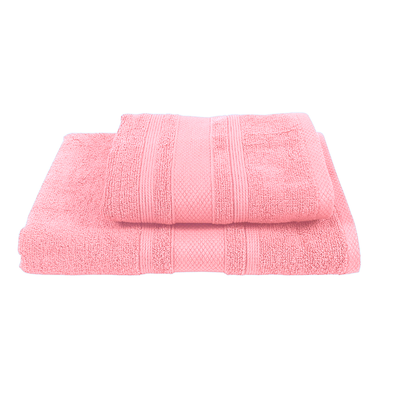 Home Castle (Pink) Hand Towel (50 x 90 Cm) & Bath Towel (70 x 140 Cm) 100% Cotton Highly Absorbent, High Quality Bath linen with Diamond Dobby 550 Gsm - Set of 2