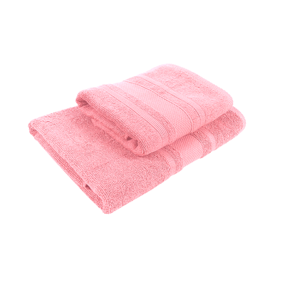 Home Castle (Pink) Hand Towel (50 x 90 Cm) & Bath Towel (70 x 140 Cm) 100% Cotton Highly Absorbent, High Quality Bath linen with Diamond Dobby 550 Gsm - Set of 2