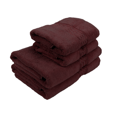 Home Ultra (Burgundy) 2 Hand Towel (50 x 90 Cm) & 2 Bath Towel (70 x 140 Cm) 100% Cotton Highly Absorbent, High Quality Bath linen with Checkered Dobby 550 Gsm - Set of 4