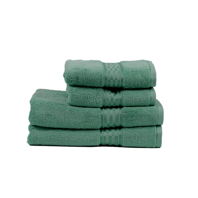 Home Ultra (Green) 2 Hand Towel (50 x 90 Cm) & 2 Bath Towel (70 x 140 Cm) 100% Cotton Highly Absorbent, High Quality Bath linen with Checkered Dobby 550 Gsm - Set of 4