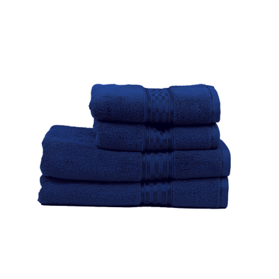 Home Ultra (Blue) 2 Hand Towel (50 x 90 Cm) & 2 Bath Towel (70 x 140 Cm) 100% Cotton Highly Absorbent, High Quality Bath linen with Checkered Dobby 550 Gsm - Set of 4