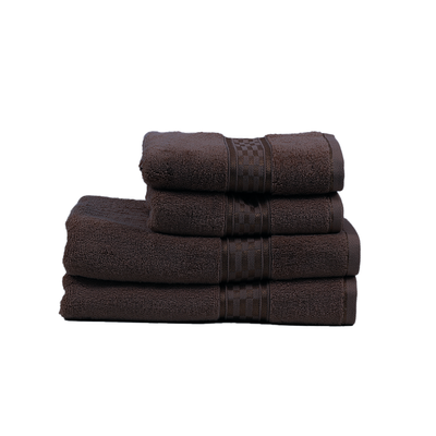 Home Ultra (Brown) 2 Hand Towel (50 x 90 Cm) & 2 Bath Towel (70 x 140 Cm) 100% Cotton Highly Absorbent, High Quality Bath linen with Checkered Dobby 550 Gsm - Set of 4