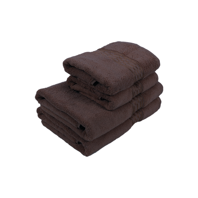 Home Ultra (Brown) 2 Hand Towel (50 x 90 Cm) & 2 Bath Towel (70 x 140 Cm) 100% Cotton Highly Absorbent, High Quality Bath linen with Checkered Dobby 550 Gsm - Set of 4