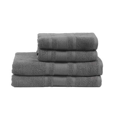 Home Castle (Grey) 2 Hand Towel (50 x 90 Cm) & 2 Bath Towel (70 x 140 Cm) 100% Cotton Highly Absorbent, High Quality Bath linen with Diamond Dobby 550 Gsm - Set of 4