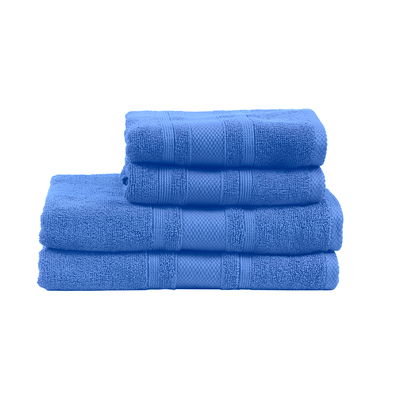 Home Castle (Blue) 2 Hand Towel (50 x 90 Cm) & 2 Bath Towel (70 x 140 Cm) 100% Cotton Highly Absorbent, High Quality Bath linen with Diamond Dobby 550 Gsm - Set of 4