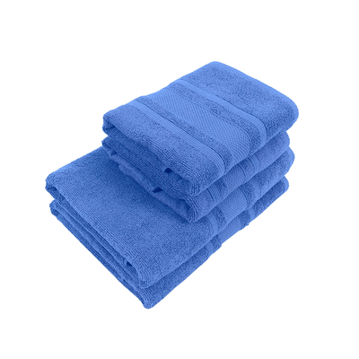 Home Castle (Blue) 2 Hand Towel (50 x 90 Cm) & 2 Bath Towel (70 x 140 Cm) 100% Cotton Highly Absorbent, High Quality Bath linen with Diamond Dobby 550 Gsm - Set of 4