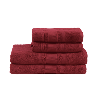 Home Castle (Maroon) 2 Hand Towel (50 x 90 Cm) & 2 Bath Towel (70 x 140 Cm) 100% Cotton Highly Absorbent, High Quality Bath linen with Diamond Dobby 550 Gsm - Set of 4