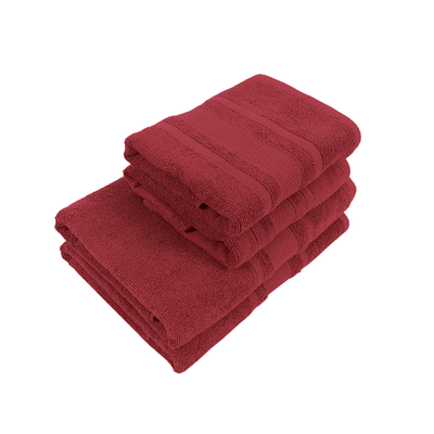 Home Castle (Maroon) 2 Hand Towel (50 x 90 Cm) & 2 Bath Towel (70 x 140 Cm) 100% Cotton Highly Absorbent, High Quality Bath linen with Diamond Dobby 550 Gsm - Set of 4