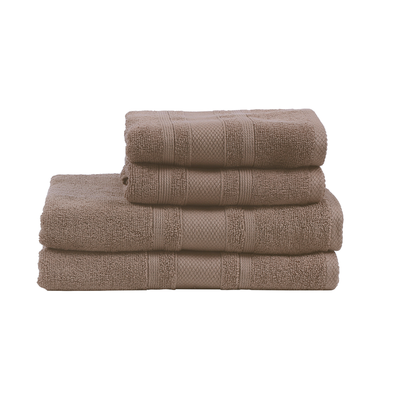 Home Castle (Beige) 2 Hand Towel (50 x 90 Cm) & 2 Bath Towel (70 x 140 Cm) 100% Cotton Highly Absorbent, High Quality Bath linen with Diamond Dobby 550 Gsm - Set of 4