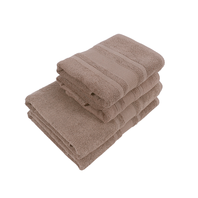 Home Castle (Beige) 2 Hand Towel (50 x 90 Cm) & 2 Bath Towel (70 x 140 Cm) 100% Cotton Highly Absorbent, High Quality Bath linen with Diamond Dobby 550 Gsm - Set of 4