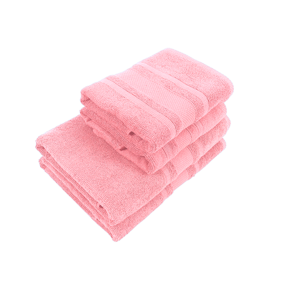 Home Castle (Pink) 2 Hand Towel (50 x 90 Cm) & 2 Bath Towel (70 x 140 Cm) 100% Cotton Highly Absorbent, High Quality Bath linen with Diamond Dobby 550 Gsm - Set of 4