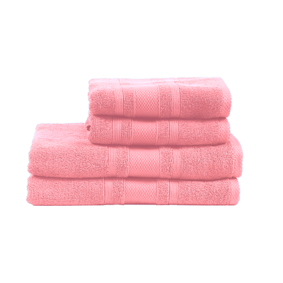 Home Castle (Pink) 2 Hand Towel (50 x 90 Cm) & 2 Bath Towel (70 x 140 Cm) 100% Cotton Highly Absorbent, High Quality Bath linen with Diamond Dobby 550 Gsm - Set of 4