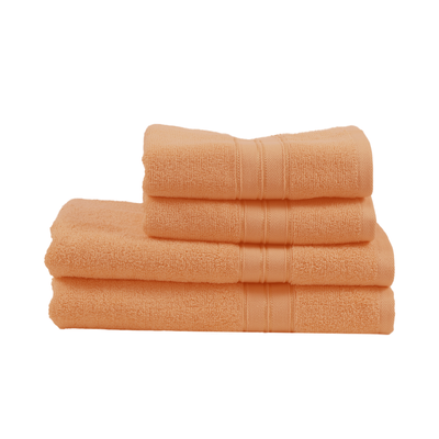 Home Trendy (Peach) 2 Hand Towel (50 x 90 Cm) & 2 Bath Towel (70 x 140 Cm) 100% Cotton Highly Absorbent, High Quality Bath linen with Striped Dobby 550 Gsm - Set of 4