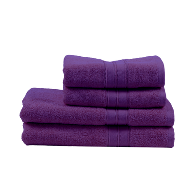 Home Trendy (Lavender) 2 Hand Towel (50 x 90 Cm) & 2 Bath Towel (70 x 140 Cm) 100% Cotton Highly Absorbent, High Quality Bath linen with Striped Dobby 550 Gsm - Set of 4