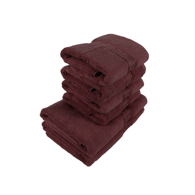 Home Ultra (Burgundy) 4 Hand Towel (50 x 90 Cm) & 2 Bath Towel (70 x 140 Cm) 100% Cotton Highly Absorbent, High Quality Bath linen with Checkered Dobby 550 Gsm - Set of 6