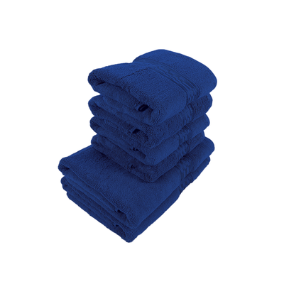  الصفحة الرئيسية الترا (أزرق) 4 منشفة يد (50 × 90 سم) ومنشفتي حمام (70 × 140 سم) 100% قطن عالي الامتصاص، بياضات حمام عالية الجودة مع دوبي مربعات 550 جرامًا للمتر المربع - مجموعة من 6 قطع