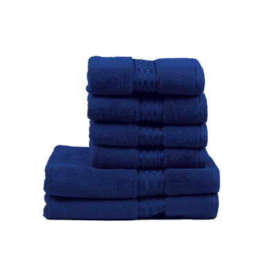 Home Ultra (Blue) 4 Hand Towel (50 x 90 Cm) & 2 Bath Towel (70 x 140 Cm) 100% Cotton Highly Absorbent, High Quality Bath linen with Checkered Dobby 550 Gsm - Set of 6