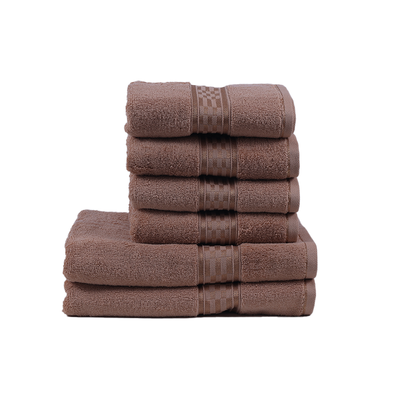 Home Ultra (Beige) 4 Hand Towel (50 x 90 Cm) & 2 Bath Towel (70 x 140 Cm) 100% Cotton Highly Absorbent, High Quality Bath linen with Checkered Dobby 550 Gsm - Set of 6