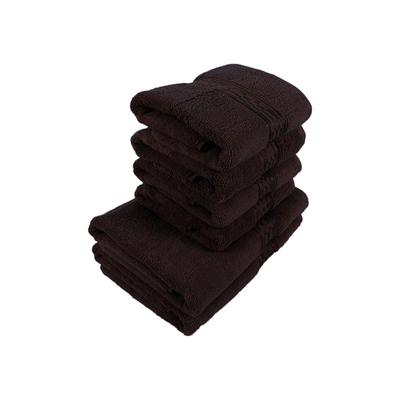 Home Ultra (Brown) 4 Hand Towel (50 x 90 Cm) & 2 Bath Towel (70 x 140 Cm) 100% Cotton Highly Absorbent, High Quality Bath linen with Checkered Dobby 550 Gsm - Set of 6